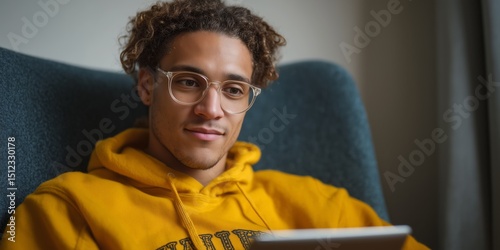 Focused student engaging with online learning at home