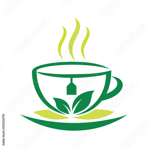Minimal Organic Green Tea Vector Logo Design.