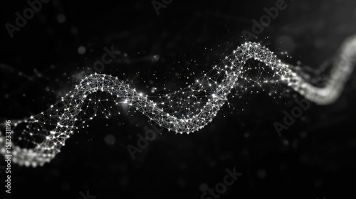 Wallpaper Mural Abstract grayscale helix of connected particles on black background. Torontodigital.ca