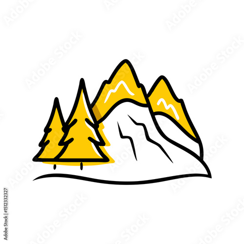 Stylized Mountain and Forest Logo