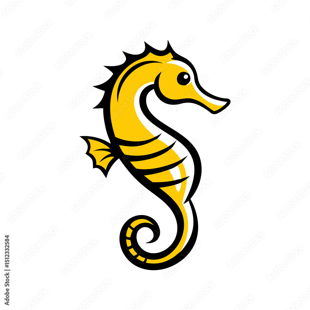 Fototapeta premium Stylized Yellow Seahorse Icon