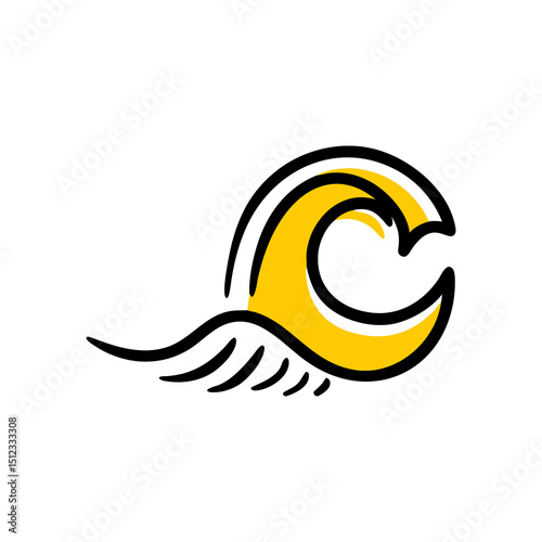 Stylized Yellow Wave Logo