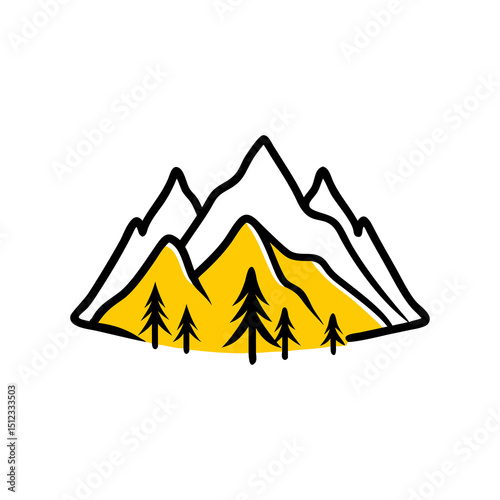 Stylized Mountain and Forest Logo