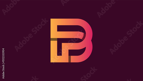 gradient 3d modern stylish bp pb letter logo design