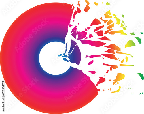 Vector illustration of broken vinyl