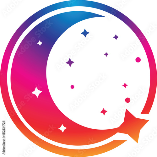 Half moon outline and filled vector icon sign symbol