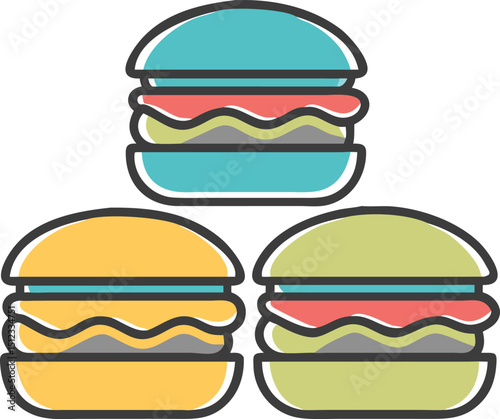 Juicy grilled burger vector image Four color vector illustration