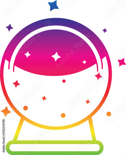 Crystal Ball Magic Line Icon Set Vector Logo Template