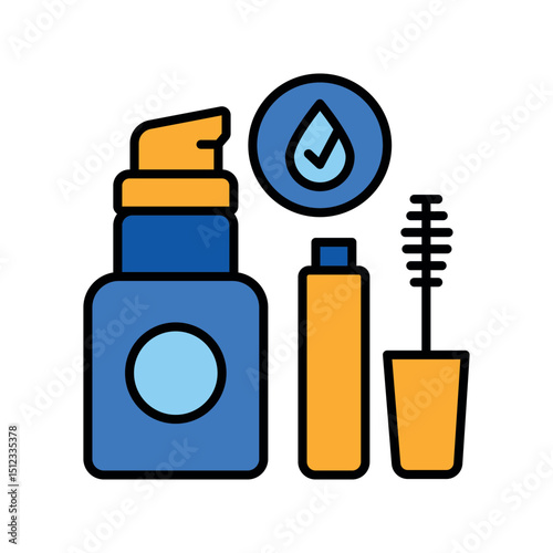 Water resistant cosmetics color line icon for digital and print projects.PFAS product