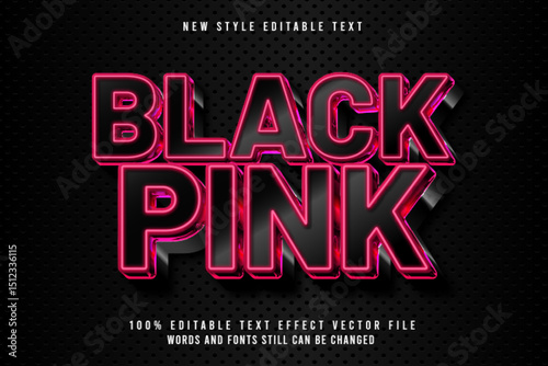 editable text effect Black pink modern neon style
