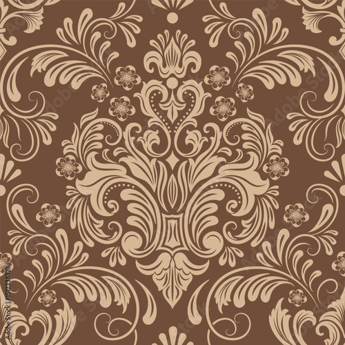 Damask modern seamless pattern element. Vintage classical old fashioned damask ornament, seamless texture for wallpapers, textile.