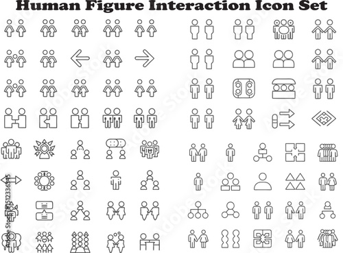 Flat vector illustration showing a stylized interaction between two human figures with directional connection line, minimal shading, abstract style, on white background