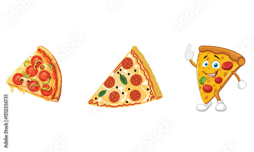 Pizza heart icons set