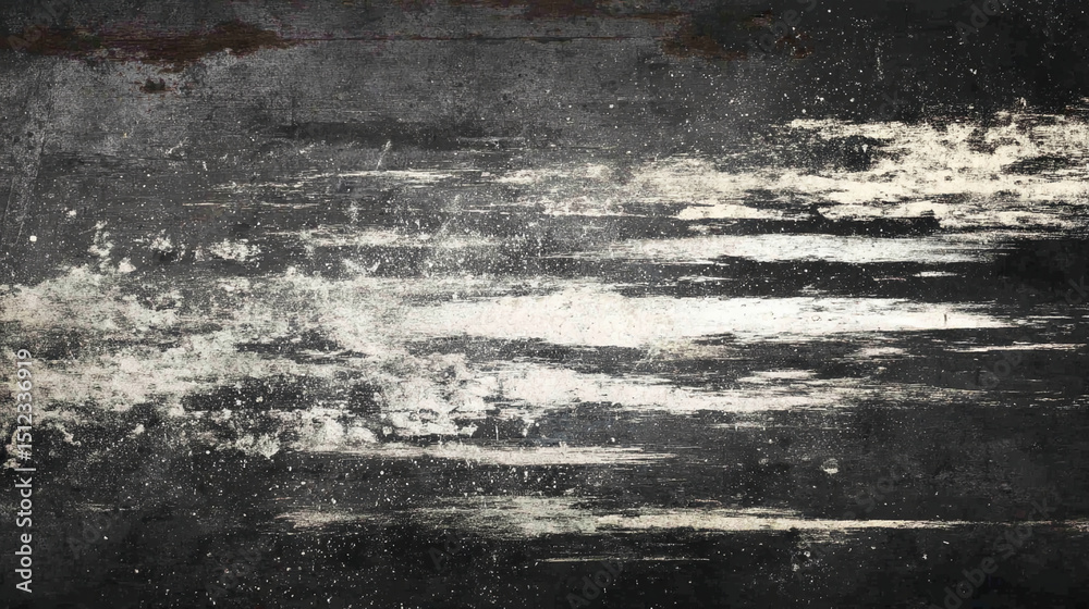 Obraz premium Dark gray texture with horizontal white streaks, resembling distressed wood or paint, creating a grunge aesthetic suitable for background or design element