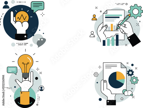 Four in one colorful design versatile vector graphic for branding marketing and web use