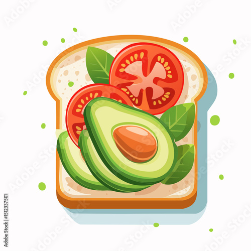 Avocado and Tomato Toast Illustration