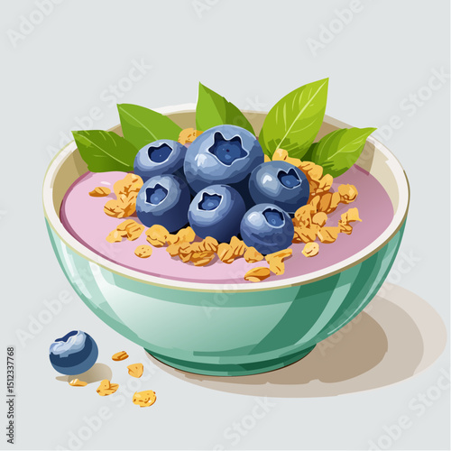 Blueberry Granola Smoothie Bowl with Teal Bowl