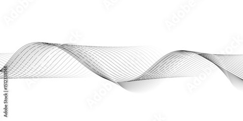 Abstract digital stylized black and whit curved wavy line art element for design white Striped line texture background. Vector illustration.	