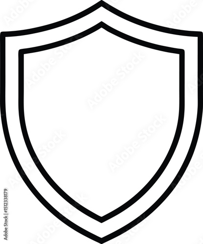Line Art Shield Vector Illustration Design for System Defense and Online Safety