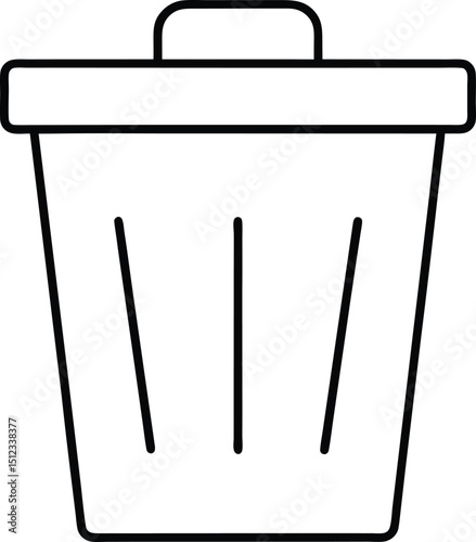 Trash Bin Icon Line Art Vector Illustration for Data Deletion and File Removal