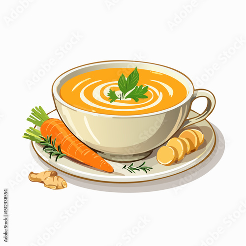 Creamy Carrot and Ginger Soup in a Bowl