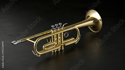 A shiny gold trumpet with a shiny silver mouthpiece and valves.