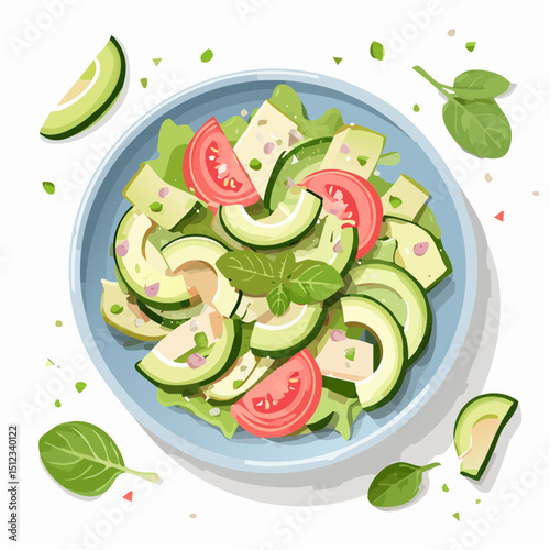 Fresh Avocado and Tomato Salad with Basil