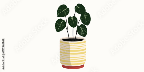 A stylish, digitally rendered houseplant, its lush leaves and textured pot exude a sense of freshness and home decor. 