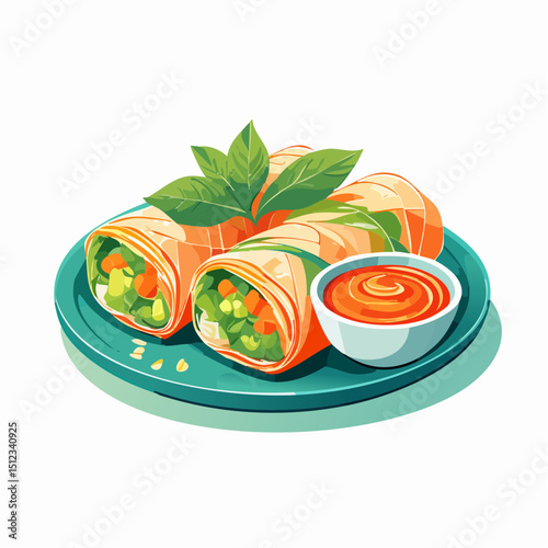 Fresh Vegetable Spring Rolls with Orange Dipping Sauce