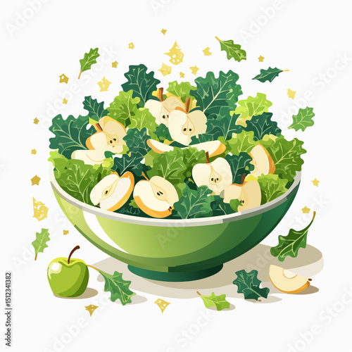 Green Apple and Kale Salad in a Bowl