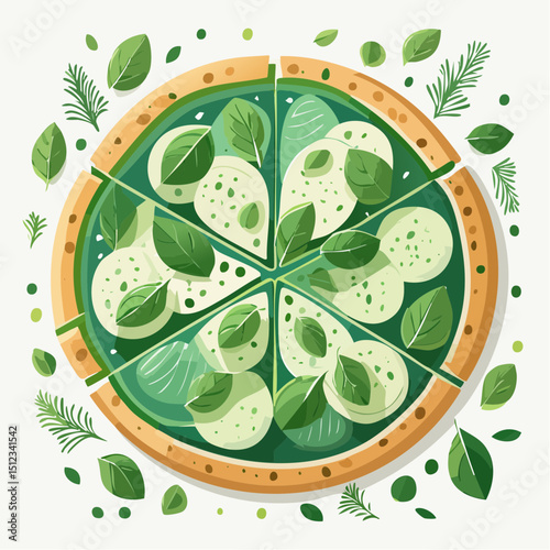 Green Basil and Mozzarella Pizza Slices
