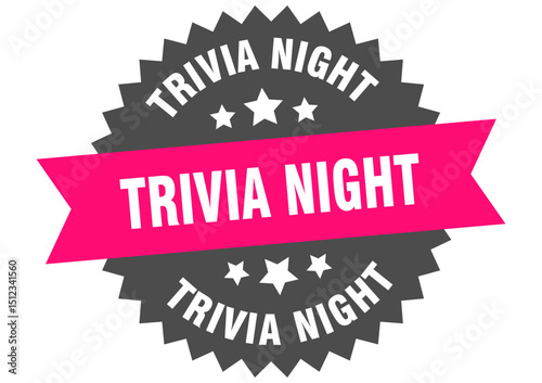 trivia night. trivia night round pink label isolated on transparent background