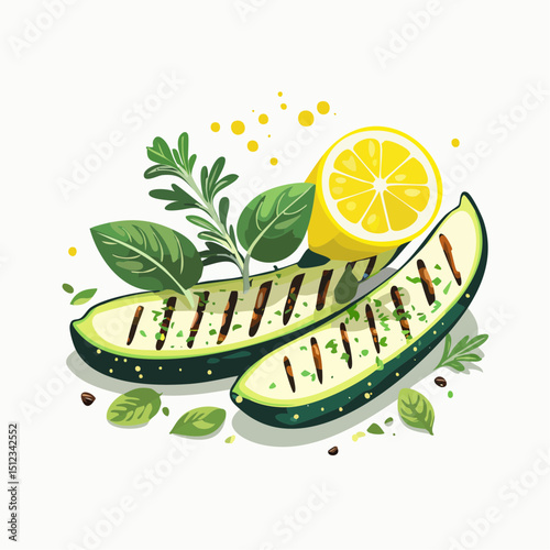 Grilled Zucchini with Lemon and Herbs