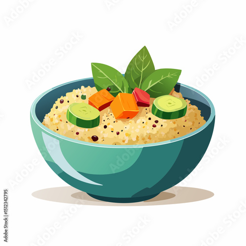 Healthy Quinoa Bowl with Vegetables and Basil