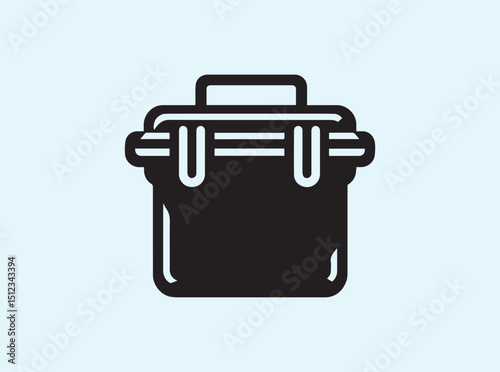 Food Container with Lid, Black Silhouette Icon