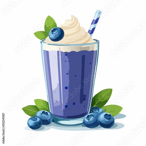 Refreshing Blueberry Smoothie with Whipped Cream