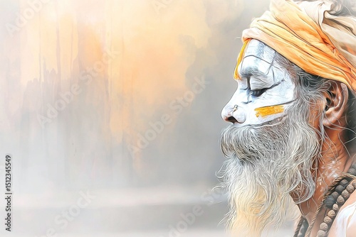 Saint of India. Illustrated drawing design. Generative Ai