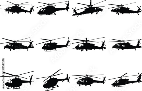 helicopter silhouettes collection