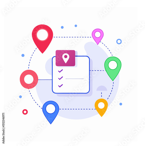 Order tracking interface with location pins on white background