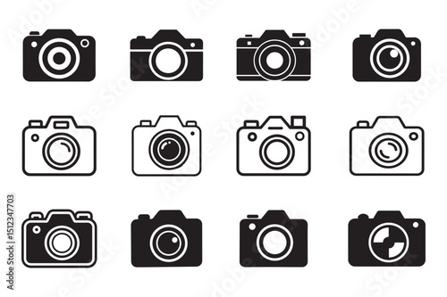 camera vector icon set illustration on white background, photo camera vector icon set illustration
