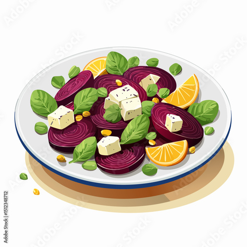 Vibrant Beetroot Salad with Feta Cheese and Orange Segments