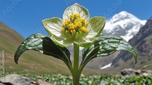 Stunning Alpine Flower Closeup Mountain Background