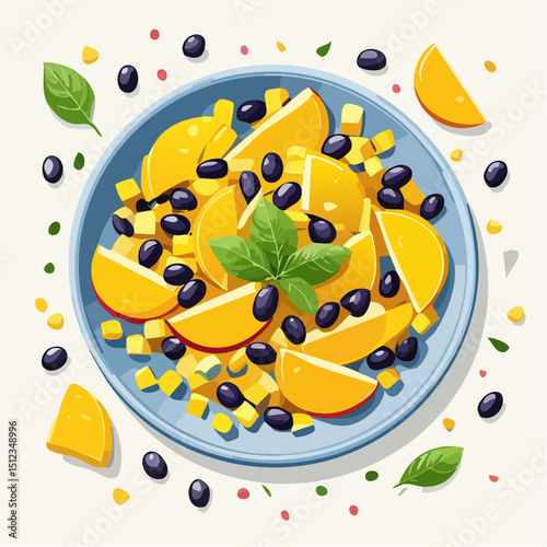 Vibrant Fruit Salad with Black Beans and Corn