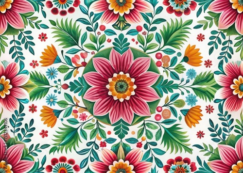 Vibrant floral textile pattern design
