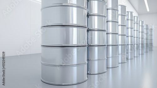 A row of silver cylindrical containers.