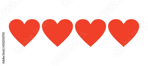 Red Heart Icons Set – Flat Vector Design