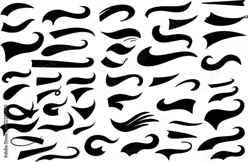 Swoosh and swash text tails vector set