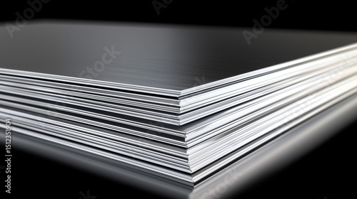 A stack of metallic plates with a reflective surface.