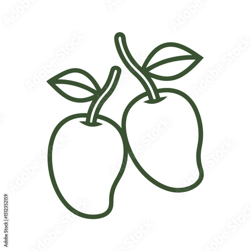 Twin Mango Line Art Vector.
