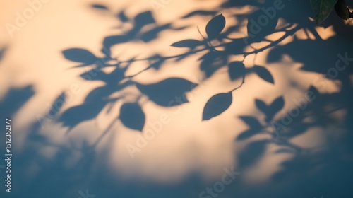 Soft Light Shadow of Leaves on Wall, Nature Photography